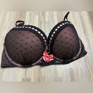 Victoria Secret  Black and Pink Polka Dot Bra